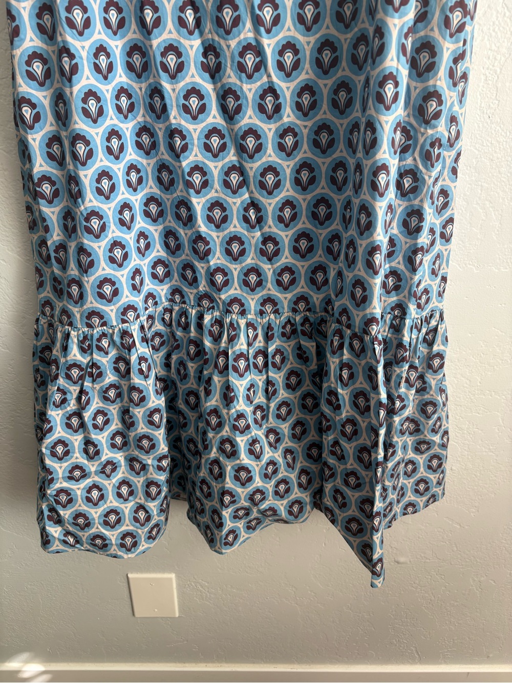 ❤️ NEW entro Light Blue Printed Midi Dress with Ruffle Hem - Picture 8 of 11